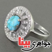 انگشتر فیروزه نیشابوری رودیوم زنانه عالی _کد:17486