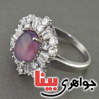 انگشتر عقیق یمنی کبود رودیوم زنانه عالی _کد:17496