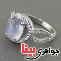 انگشتر عقیق یمنی کبود رودیوم زنانه عالی _کد:17498