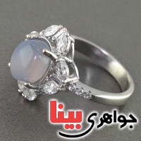 انگشتر عقیق یمنی کبود رودیوم زنانه بسیار زیبا _کد:17502