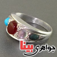 انگشتر چند جواهر پنج نگین همراه با حرز امام جواد _کد:17526