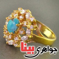 انگشتر فیروزه نیشابوری  شجری زنانه مجلسی درشت _کد:17533