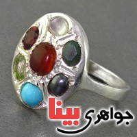 انگشتر چند جواهر هفت نگین  همراه با حرز امام جواد بسیار عالی _کد:17549