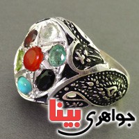 انگشتر چند جواهر هفت نگین مردانه درشت بسیار عالی _کد:17561