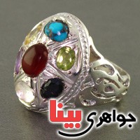 انگشتر چند جواهر هفت نگین درشت مردانه بسیار عالی _کد:2600