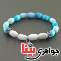 دستبند چشم گربه دو رنگ آبی و سفید _کد:17590