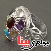 انگشتر چند جواهر   هفت نگین مردانه بسیار عالی_کد:2601