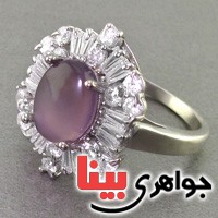 انگشتر عقیق یمنی کبود رودیوم زنانه بسیار عالی _کد:17602