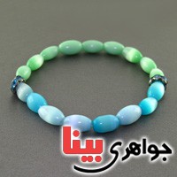 دستبند چشم گربه دورنگ سبز  و آبی _کد:17603