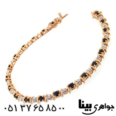 دستبند یاقوت کبود طرح نگین یکی در میان