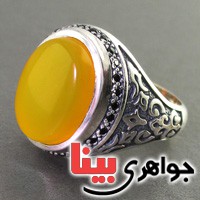 انگشتر عقیق شرف الشمس مردانه خوشرنگ بسیار عالی _کد:17609