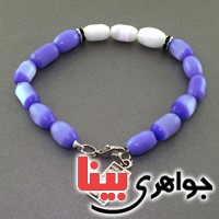 دستبند چشم گربه دورنگ  بنفش و سفید _کد:17613
