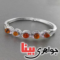 دستبند عقیق یمنی النگویی رودیوم زنانه بسیار عالی _کد:2606