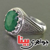 انگشتر زمرد خوشرنگ مردانه بسیار عالی _کد:17618