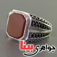 انگشتر عقیق قرمز مردانه زیبا _کد:17619