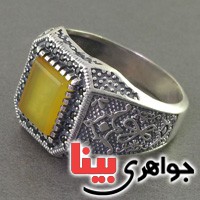 انگشتر عقیق شرف الشمس مردانه بسیار زیبا _کد:17625