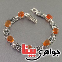 دستبند عقیق یمنی مارکازیتی زنانه بسیار عالی _کد:17631