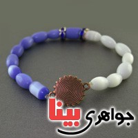 دستبند چشم گربه دورنگ بنفش و سفید _کد:17639