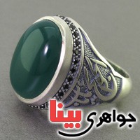 انگشتر عقیق سبز بسیار عالی مردانه _کد:17643