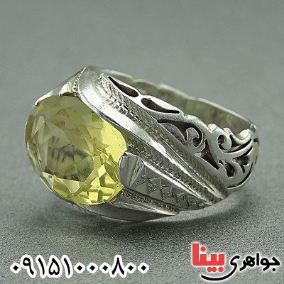 انگشتر کوارتز لیمویی درشت فاخر مردانه _کد:2614