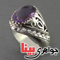 انگشتر آمتیست درشت فاخر بسیارعالی مردانه