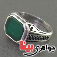 انگشتر عقیق سبز مردانه خوشرنگ و عالی _کد:17675