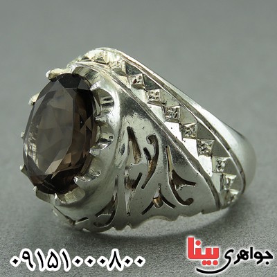 انگشتر کوارتز دودی خاص بسیار عالی درشت مردانه انگشتر کوارتز دودی خاص بسیار عالی درشت مردانه