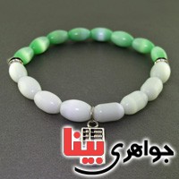 دستبند چشم گربه دورنگ سبز و سفید _کد:17694