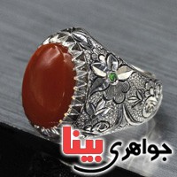 انگشتر عقیق یمنی و الماس بسیار زیبا و خوشرنگ _کد:2631