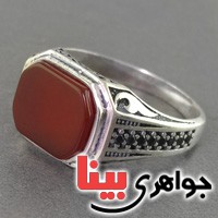انگشتر عقیق قرمز خوشرنگ مردانه عالی _کد:17701