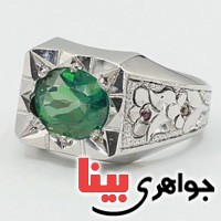 انگشتر توپاز سبز سوئیسی و الماس بسیارعالی _کد:2638