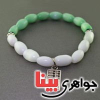 دستبند چشم گربه دورنگ سبز و سفید _کد:17714