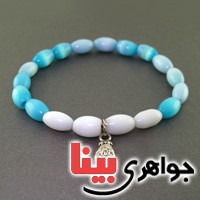 دستبند چشم گربه دورنگ آبی و سفید _کد:17720
