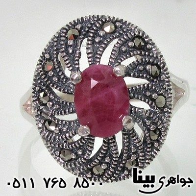 انگشتر یاقوت سرخ حدیدکاری شده