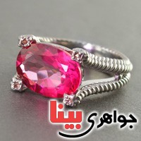 انگشتر توپاز صورتی خوشرنگ بسیارعالی همراه با شناسنامه بین المللی _کد:2649