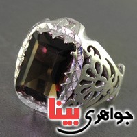 انگشتر کوارتز دودی مردانه درشت بسیار ناب فاخر