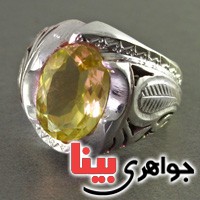 انگشتر کوارتز لیمویی مردانه فاخر درشت بسیار عالی _کد:2651