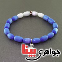 دستبند چشم گربه دورنگ بنفش و سفید _کد:17739