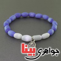 دستبند چشم گربه دورنگ بنفش و سفید _کد:17744