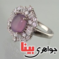 انگشتر عقیق یمنی کبود رودیوم زنانه بسیار زیبا _کد:17755