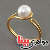 انگشتر طلا 18 عیار با نگین مروارید فوق العاده زیبا _کد:2657