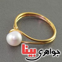 انگشتر طلا 18 عیار با نگین مروارید چشمگیر و زیبا _کد:2658