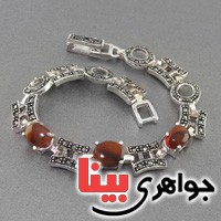دستبند عقیق یمنی مارکازیتی زنانه بسیار عالی _کد:2671