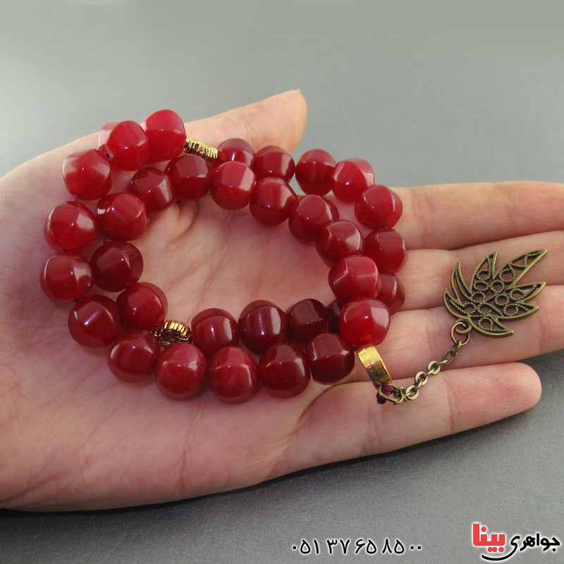 تسبیح جید یاقوتی 33 دانه ای درشت بسیار عالی _کد:17780