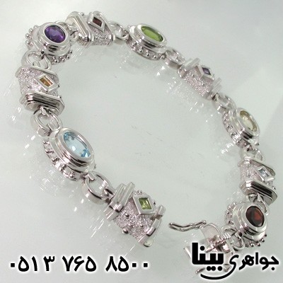 دستبند نقره پنج جواهر