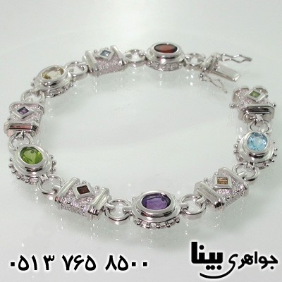 دستبند نقره پنج جواهر