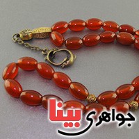 تسبیح عقیق قرمز 33 دانه ای دست ساز بسیار عالی _کد:17831