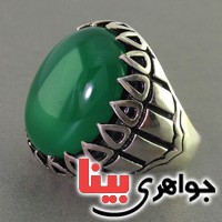 انگشتر عقیق سبز بسیار عالی درشت مردانه _کد:17807