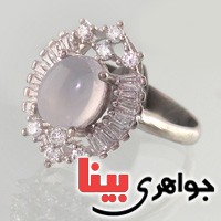 انگشتر عقیق یمنی کبود رودیوم زنانه بسیار زیبا _کد:17817