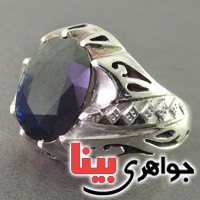 انگشتر یاقوت کبود مردانه خوشرنگ فاخر بسیارعالی _کد:2706